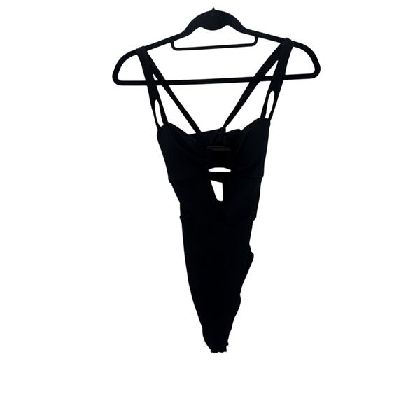 BECCA Modern Edge One Piece Swimsuit Plunge Neck Bathing Suits Size L NWT - Picture 11 of 12